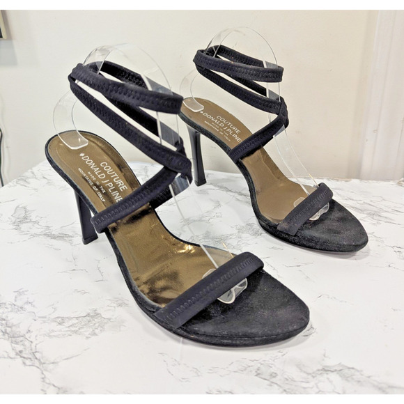 Couture Donald j Pliner Strappy Black Heels Size 10 Round Toe - Picture 1 of 7